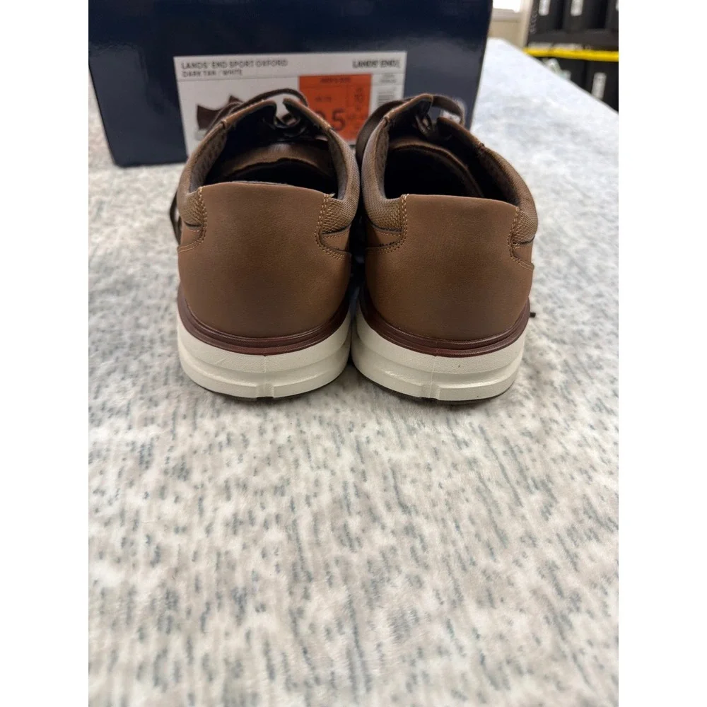 Lands‎ End Mens Sport Oxford Shoes Dark Tan White 1908426 Size 10.5